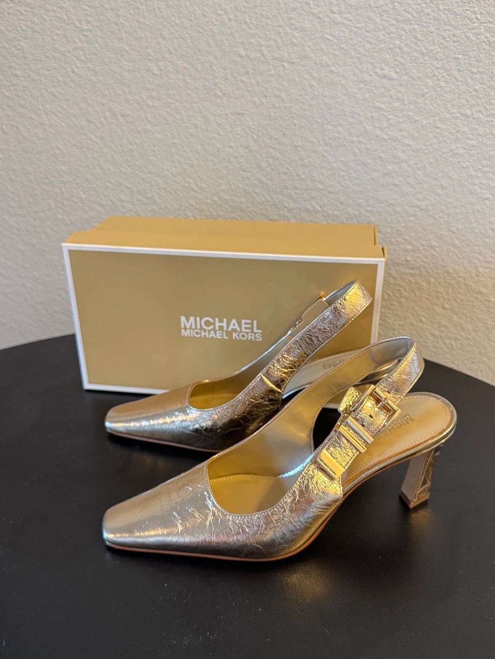 Michael Kors Gold Women's Darrington Leather Slingback Pumps